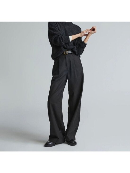 Everlane Pants - EVERLANE The Draper Pleated Pant High Rise Wide Leg Black Trousers Capsule 14S